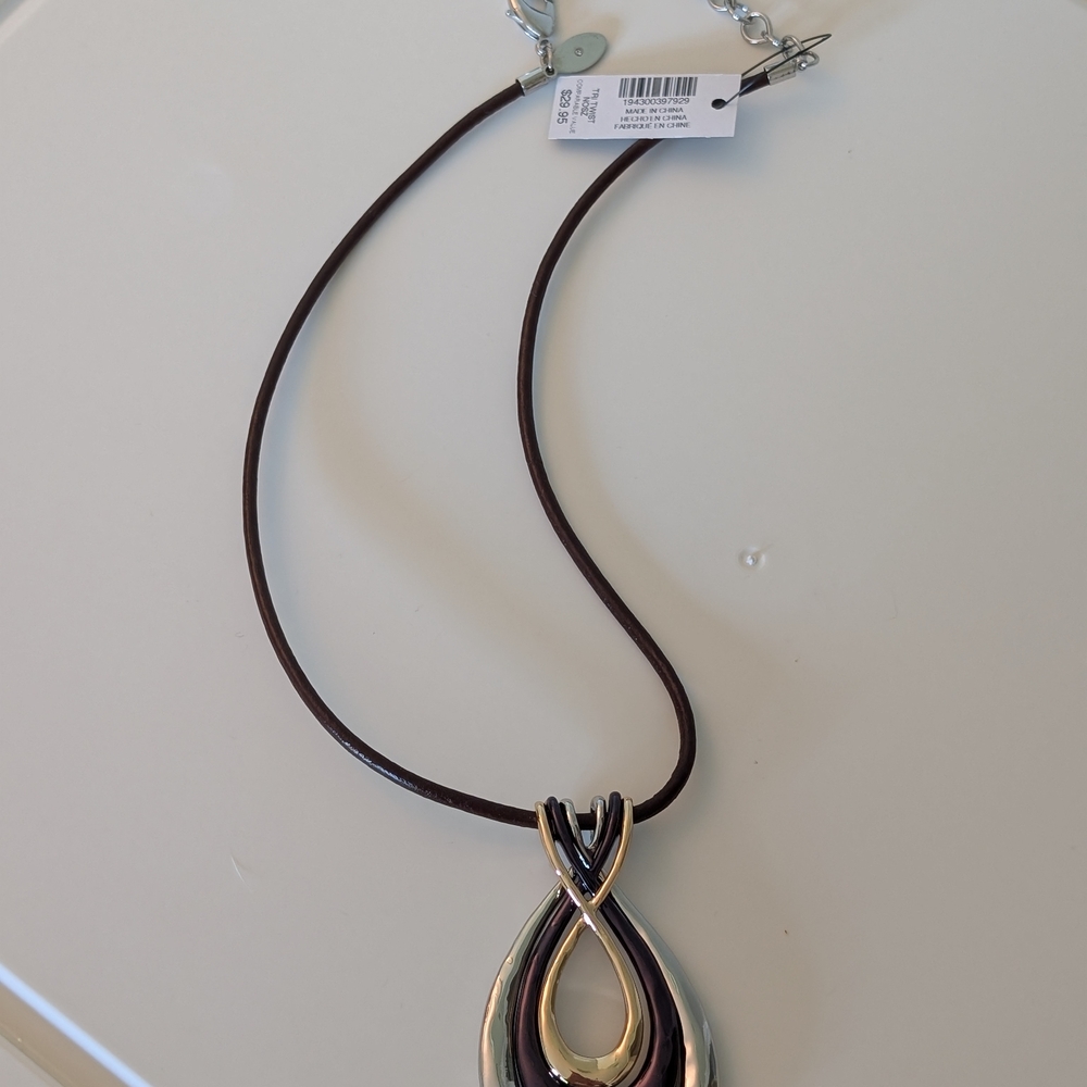 Chico's Silver and Brown Modern Necklace